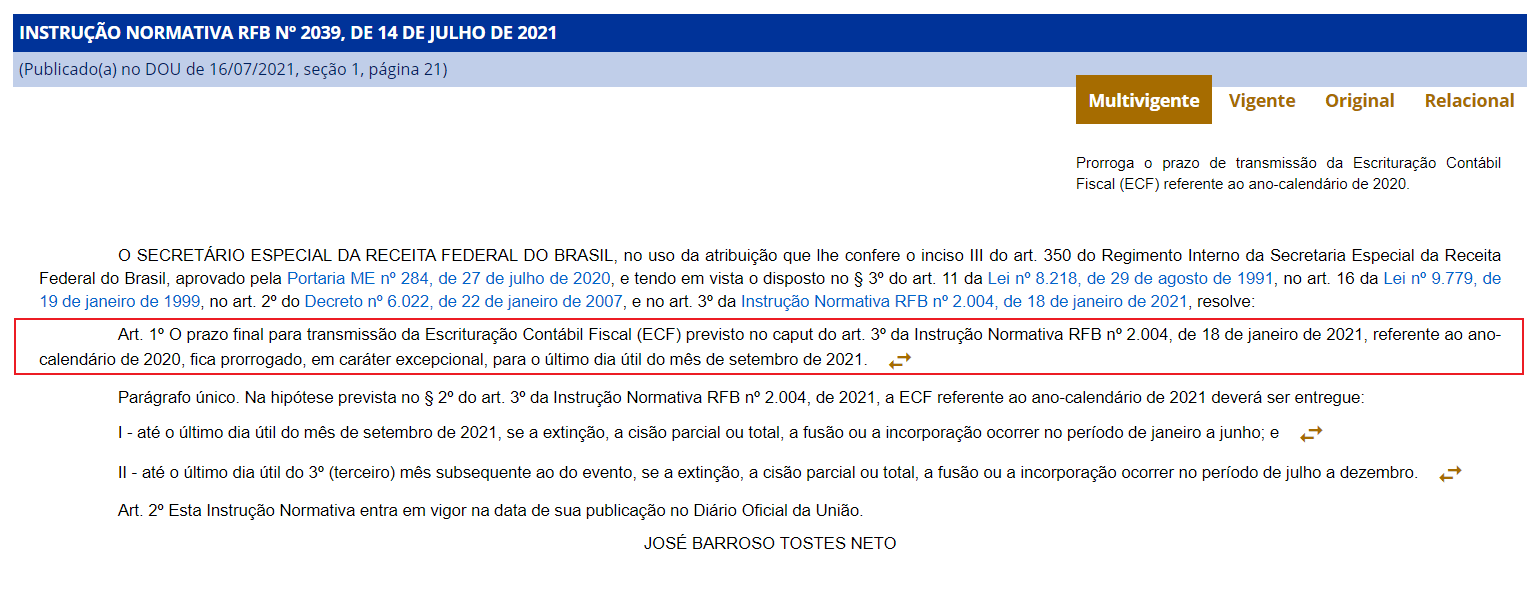 Prazo final da ECF é prorrogado