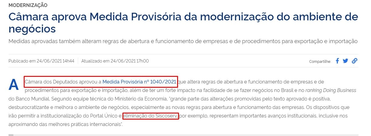 Medida Provisória Siscomex